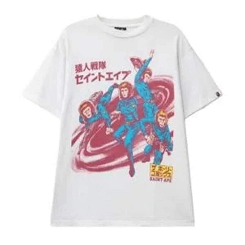 Bape x Saint Michael Squadron T-Shirt White Graphic Design